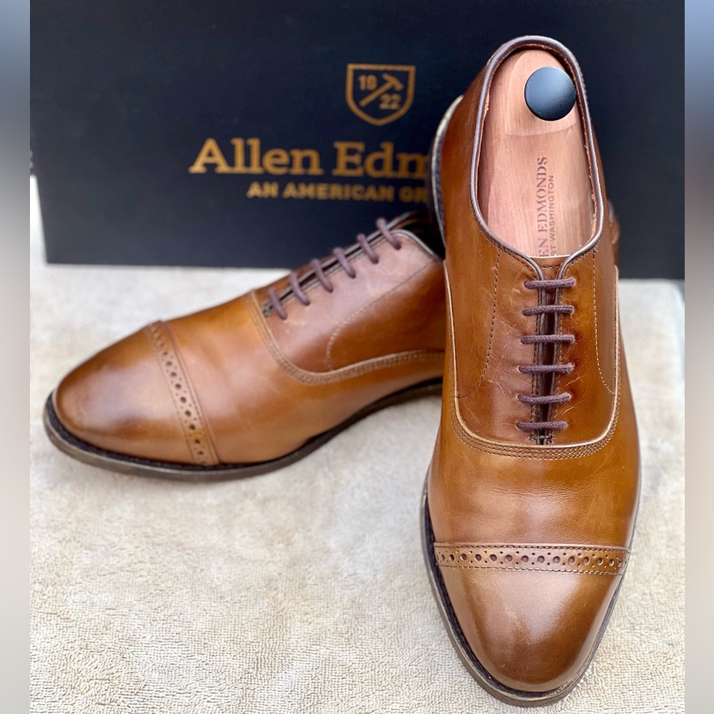 Allen Edmonds Fifth Avenue Men’s Cap-Toe Oxfords Bronze Color Sz 9.5 3E USA 🇺🇸